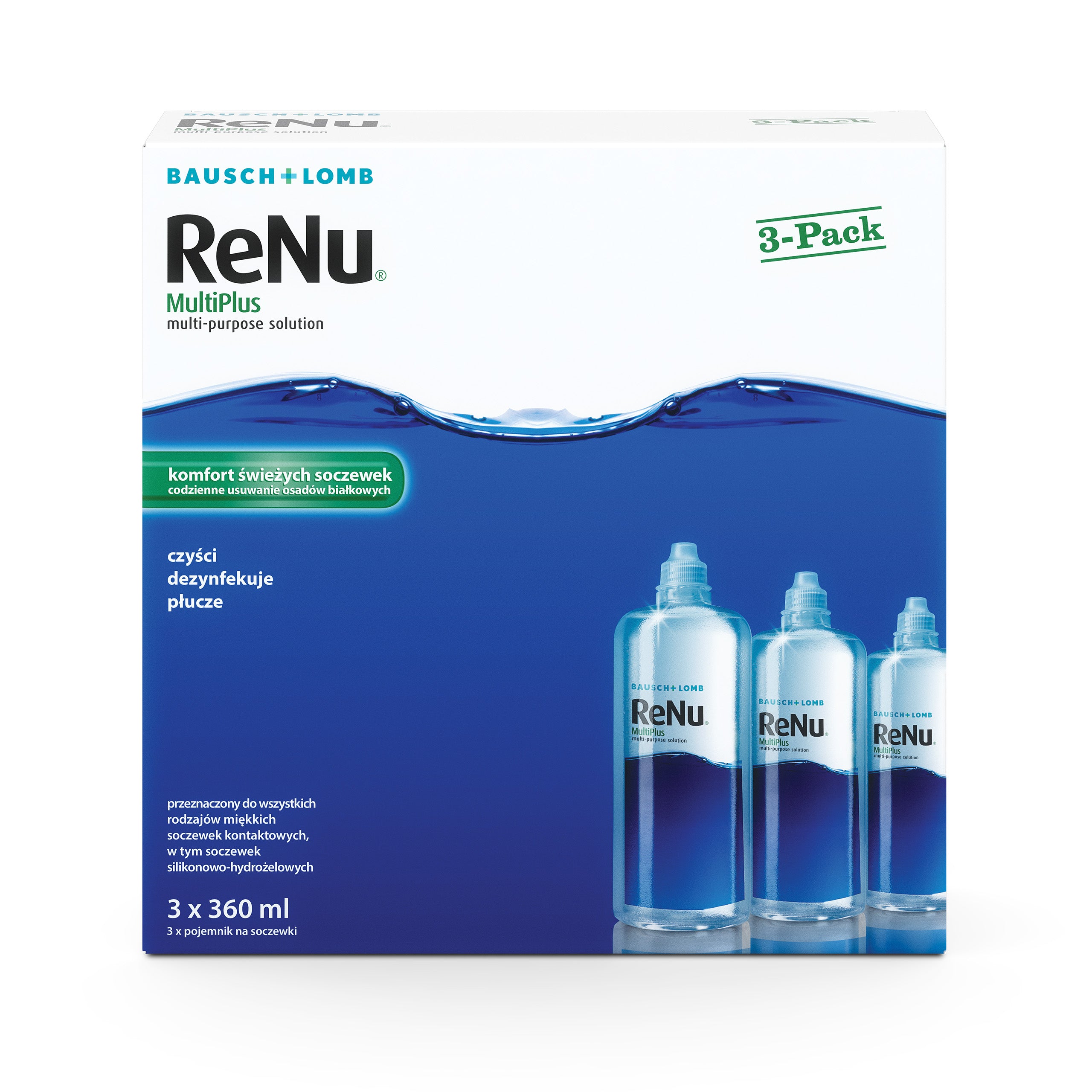 Płyn do pielęgnacji soczewek kontaktowych Bausch + Lomb ReNu® MultiPlus 3x360 ml